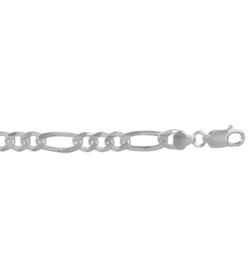 3.85mm Figaro Chain, 7" - 28" Length, Sterling Silver